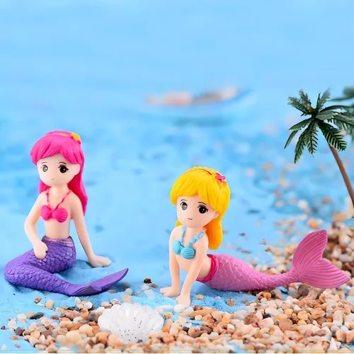 Miniatura 6 de Figura de sirena rosa, adorno de acuario, mini accesorio de micro paisaje, mini sirena para accesorios de jardín de hadas, decoración de acuario