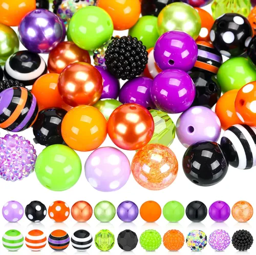 Poen 100 cuentas de goma de mascar de diamantes de imitación de Halloween de 0.78 pulgadas para bolígrafos, resina de cristal a granel, cuentas