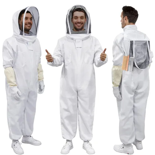 Traje de Abeja, Atuendo de Apicultura Profesional Traje Completo de Apicultor con Capucha y Velo para Hombres y Mujeres Apicultores y Principiantes