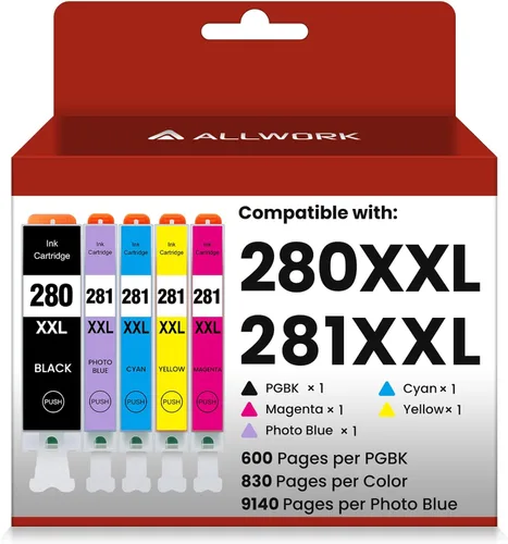 Miniatura 13 de ALLWORK 280XXL 281XXL Compatible con cartuchos de tinta Canon 280 y 281 PGI-280XXL CLI-281XXL para Canon TR8620a Cartuchos de tinta para Pixma