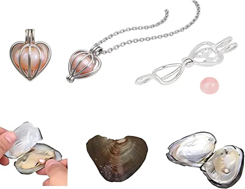 Miniatura 4 de Milky Way - Perla de ostra natural, perlas ovaladas de agua dulce, ostras cultivadas, perlas de deseo, kit de fabricación de collares, decoración
