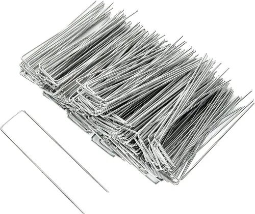 Miniatura 8 de LANIAKEA Estacas de jardín de metal de 8 pulgadas, paquete de 200 pasadores galvanizados para paisaje, estacas de paisaje resistentes para valla