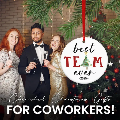 Miniatura 8 de TEEZWONDER Regalos para compañeras de trabajo y amigas - Adornos navideños de cerámica 2025 para decorar el árbol - Regalo de Navidad y cumpleaños