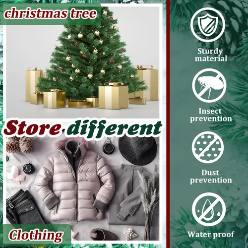 Miniatura 4 de Paterr Paquete de 2 bolsas de almacenamiento para árbol de Navidad de 7.5 pies, Oxford 600D resistente al agua para árbol de Navidad artificial