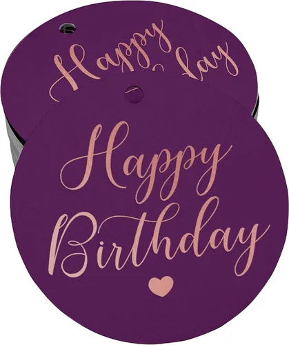 Miniatura 8 de Etiqueta de papel para colgar con texto en inglés «Happy Birthday» (50 unidades)