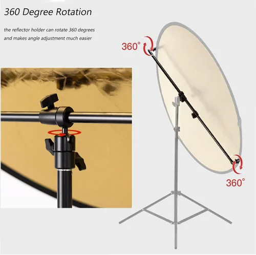 Miniatura 3 de Brazo reflector extensible, fotoscópico de 27.9 a 47.2 pulgadas, brazo giratorio de 360°, soporte reflector para estudio de retrato de producto