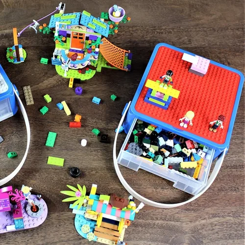 Miniatura 7 de Bins & Things Organizador de Caja Contenedora para Juguetes Pequeños - Estuche de Transporte de Set de Juguetes de Viaje con Tapa Incorporada