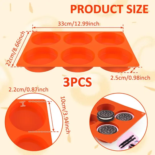 Miniatura 2 de Molde de silicona de 3 piezas, molde de silicona para chocolate, molde de silicona para hornear de 6 cavidades, molde de silicona antiadherente