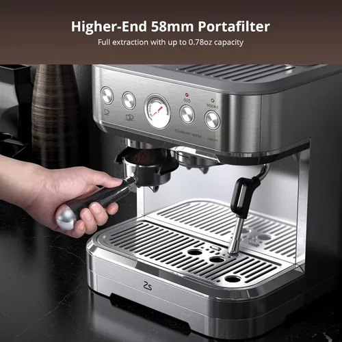 Miniatura 2 de Takywep Máquina de café expreso profesional con molinillo integrado y espumador de leche, cafetera de capuchino y café con leche de 15 bares, regalo