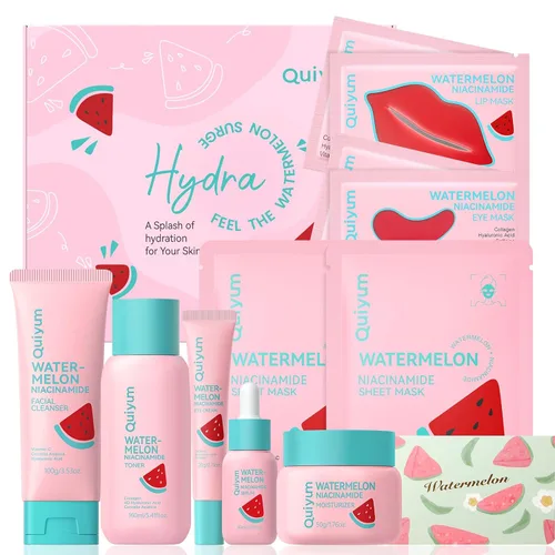 Miniatura 13 de QUIYUM - Juego de cuidado de la piel de sandía y niacinamida, kit facial brillante de 3 piezas para adolescentes 3-in-1 Daily Routine: Cleanser