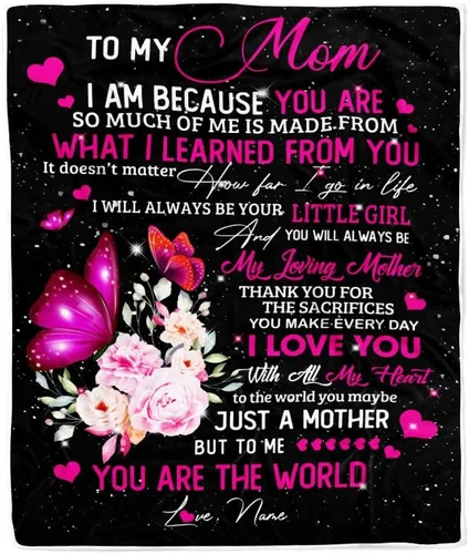 Miniatura 22 de Manta personalizada con texto en inglés «To My Mom from Daughter Wolf I Am Because You are Mom», para cumpleaños, día de la madre, Navidad, manta