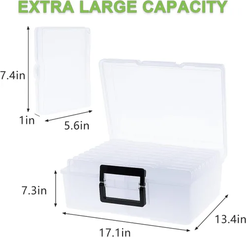Miniatura 2 de Caja de almacenamiento de fotos de 5 x 7 pulgadas, 18 contenedores interiores extra grandes para organizar fotos, caja de almacenamiento de plástico