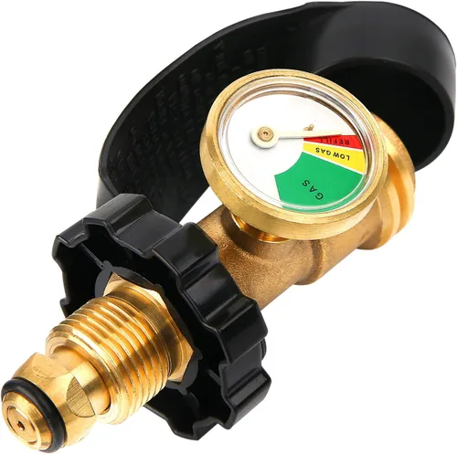 Adaptador de tanque de propano POL de ajuste universal con calibre que convierte POL a QCC1, indicador de tanque de propano, indicador de nivel,