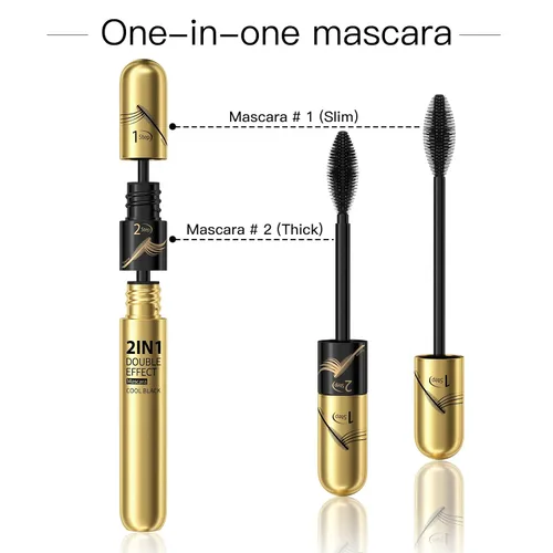 Miniatura 6 de Máscara de pestañas 4D Golden Goddess Black 2 en 1, extensión de pestañas líquidas para pestañas impermeables 5 veces más largas y llenas (1 unidad)