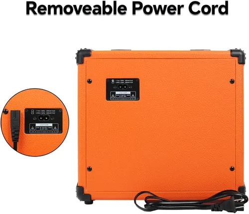 Miniatura 5 de Amplificador de guitarra eléctrica de bajo de 20 W FOJILL, amplificador de práctica, rendimiento, escenario, pequeño, portátil, de viaje con Naranja