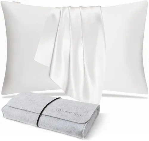 Miniatura 33 de DISANGNI Funda de almohada de seda de morera 100% natural para cabello y piel con cremallera oculta, 22 momme ambos lados