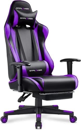 Miniatura 9 de GTRACING Silla Gaming con Reposapiés, Silla Ergonómica de Escritorio para Juegos, Silla Reclinable Gamer con Ajuste de Altura del Asiento, Balancín