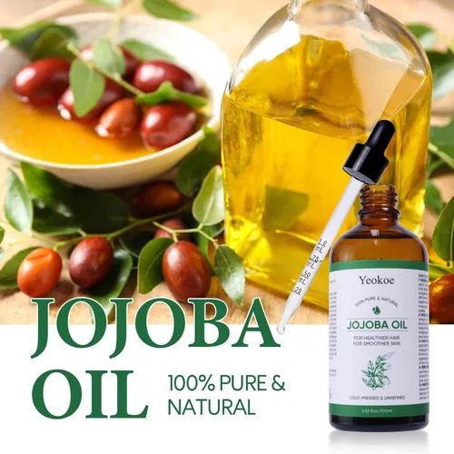 Miniatura 4 de Yeokoe Aceite de Jojoba Puro Prensado en Frío Sin Refinar Gua Sha para Cabello Más Saludable, Piel Más Suave, Aceite Hidratante Base Portador 3.52oz