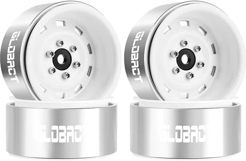 GLOBACT 1.9 Beadlock Wheels - Cubo de rueda RC para 1/10 TRX4 TRX6 Axial SCX10 I II III Pro Redcat RC Crawler accesorios de actualización (4 Blanco