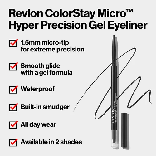 Miniatura 2 de Revlon ColorStay - Delineador de ojos de gel, maquillaje de ojos Micro Hyper Precision con difuminador integrado, impermeable, de larga duración