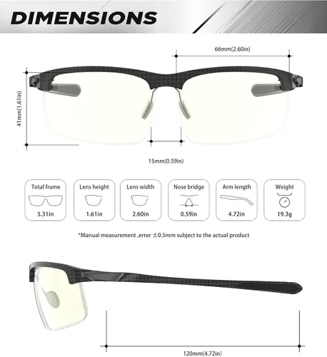 Miniatura 3 de ANYLUV Gafas de luz azul para hombre, lentes de bloqueo de luz azul, templo de fibra de carbono, gafas de computadora para juegos, antifatiga ocular