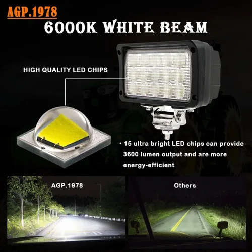 Miniatura 3 de Luz de trabajo LED de 45 W, 6 pulgadas, lámpara antiniebla LED de inundación, ultra brillo, rectangular, 12 V, compatible con John Deere Tractor
