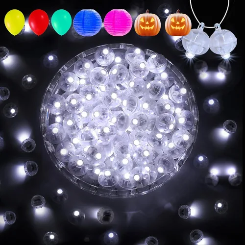 Miniatura 16 de Aogist - 50 piezas de luces de globo con gancho, tiempo de espera prolongado, mini luz impermeable para fiesta de cumpleaños, boda, Navidad