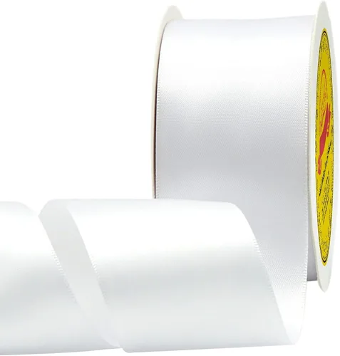 Miniatura 215 de Cinta de satén blanca antigua de doble cara de 1-1/2 pulgadas x 50 yardas, cinta de poliéster para envolver regalos, día de San Valentín, bodas