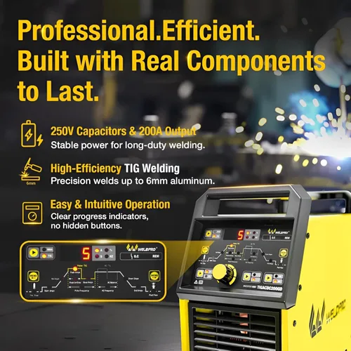 Miniatura 2 de Weldpro TIG Soldador AC/DC 200A con pulso, soldador TIG de aluminio 110 V/220 V con CK17 TIG antorcha AC TIG/DC TIG/AC PULSE TIG/DC PULSE TIG/Stick