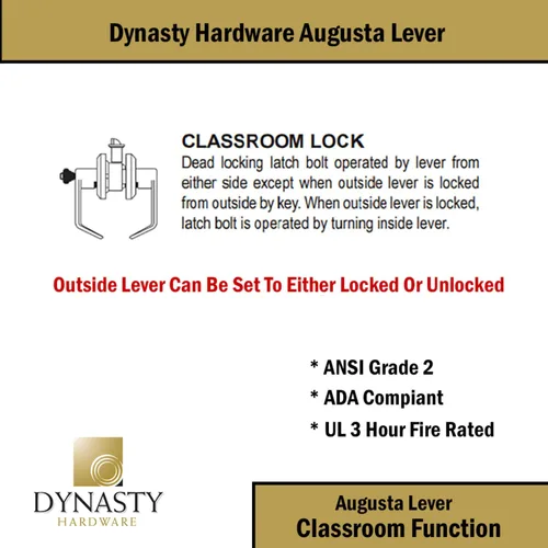 Miniatura 4 de Dynasty Hardware Cerradura de puerta de aula con llave, compatible con ADA, mango de bloqueo resistente de grado 2 para escuela, aula
