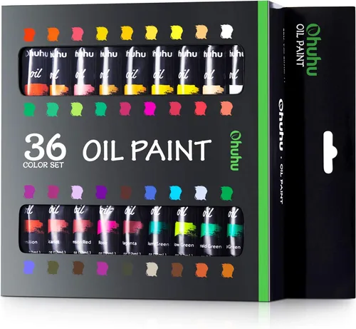 Ohuhu Juego de pintura al óleo, 36 colores a base de aceite, 0.4 fl oz/0.42 oz x 36 tubos no tóxicos, suministros para pintura al óleo para lienzo,