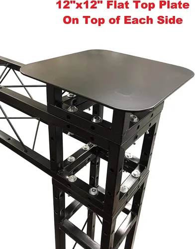 Miniatura 2 de Kit de sistema de armadura de arco cuadrado negro de 8 pies de altura, cabezal móvil portátil para DJ móvil con placas superiores adicionales de 12