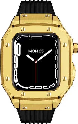 Funda de aleación para Apple Watch Band Series 8 de 1.732 pulgadas, 1.654 pulgadas, 1.772 pulgadas, 1.772 pulgadas, lujo de goma de metal, acero