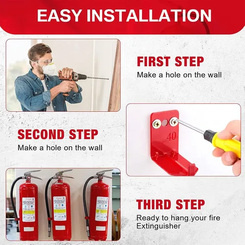 Miniatura 3 de Queekay Paquete de 20 soportes universales para extintor de incendios de 5 a 40 libras, soporte de gancho de pared (estilo clásico)
