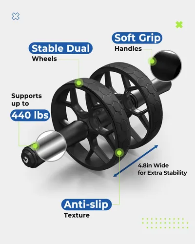 Miniatura 7 de VINSGUIR Ab Roller Wheel for Beginners to Pros, Ab Roller with Adjustable & Detachable Resistance Band, Core Workout Equipment for Home Gym