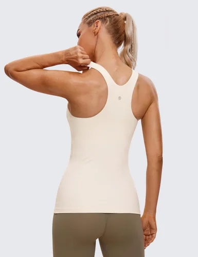 Miniatura 2 de CRZ YOGA Butterluxe Camisetas sin Mangas de Cuello Alto para Mujeres - Espalda Cruzada Entrenamiento Acolchada Yoga Atlética Camisola con Sujetador