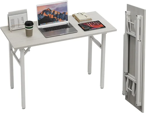 Miniatura 30 de TEMI Mesa de Computadora Pequeña Mesa Plegable - Escritorio de Oficina Plegable de 35.8", Sin Ensamblaje, Perfecto para Espacios Pequeños
