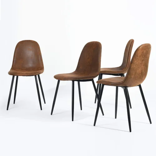 Miniatura 9 de Homy Casa Mid-Century - Juego de sillas de comedor tapizadas, sillas de cocina con patas de metal, sillas laterales con tapicería de Beige