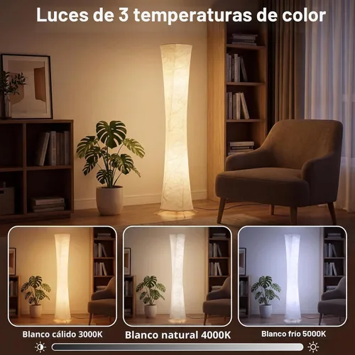 Miniatura 3 de Lámpara de pie RGB, lámpara LED inteligente que cambia de color, sincronización de música, control remoto por aplicación, lámpara de pie de 157 cm