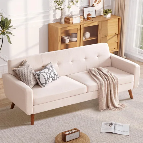 Miniatura 18 de Tbfit Sofá en Forma de L, Sofás Seccionales Modernos de Mediados de Siglo de 80" de Ancho, Sofás de 3 Plazas con Chaise Lounge Amplio, Sofá Beige