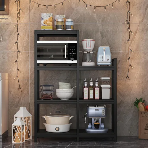 Miniatura 6 de Soporte para microondas de 6 niveles, estante independiente para hornear de cocina, estante de altura ajustable, estante para especias, mini nevera