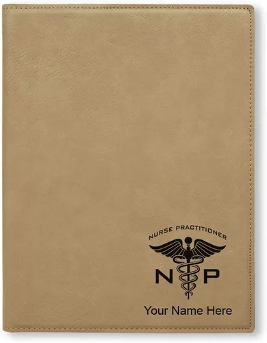Miniatura 6 de Bloc de notas pequeño de 7 x 9 pulgadas, enfermera practicante NP, grabado personalizado incluido (negro con plata)