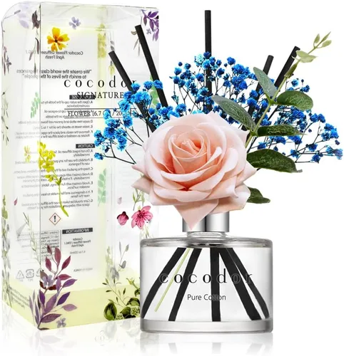 Miniatura 36 de COCODOR Juego de Difusor de Varillas de Junco con Flores / 6.7 oz / Eucalipto Limón / Difusor de Aroma con Varillas Fragancia para el Hogar Difusor