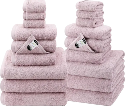 Miniatura 26 de SEMAXE - Juego de toallas de baño amarillas, 2 toallas de baño de lujo, 2 toallas de mano, 4 toallas faciales 100% algodón con bucles para colgar