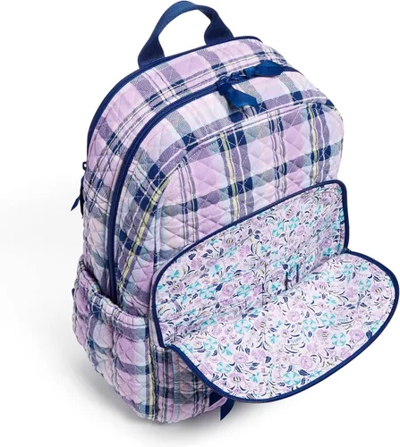 Miniatura 4 de Vera Bradley Mochila Campus de Algodón para Mujer, Amatista Plaid - Algodón Reciclado