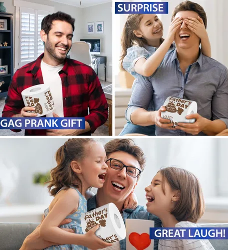 Miniatura 4 de Printed TP Rollo de papel higiénico con estampado de dibujos animados para el Día del Padre, divertido regalo de broma, regalos lindos para papá