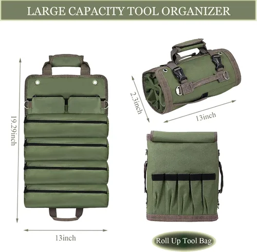 Miniatura 3 de Bolsa Organizadora de Herramientas, Bolsa Organizadora Enrollable Plegable con 2 Bolsas Desmontables, Organización de Almacenamiento de Herramientas