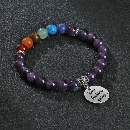 Miniatura 25 de Top Plaza Pulsera de cuentas de 7 chakras para yoga, reiki, cristales curativos, pulsera de cuentas de piedras preciosas de amistad, pulsera