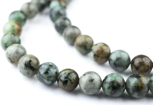 Miniatura 205 de The Bead Chest Cuentas de Jade Blanco Mate Redondas (8mm): Piedra Preciosa Orgánica Redonda Esférica de Energía con Poder de Sanación para Hacer