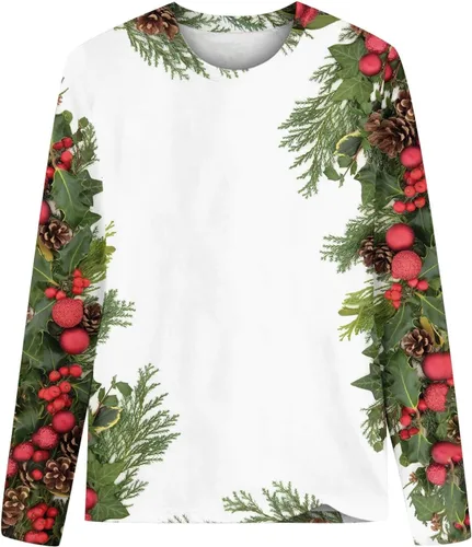 Miniatura 4 de Christmas Sweatshirt for Women Oversized Loose Fit Blouse Aesthetic Long Sleeve Sparkly Pullover Blouse Trendy Tops